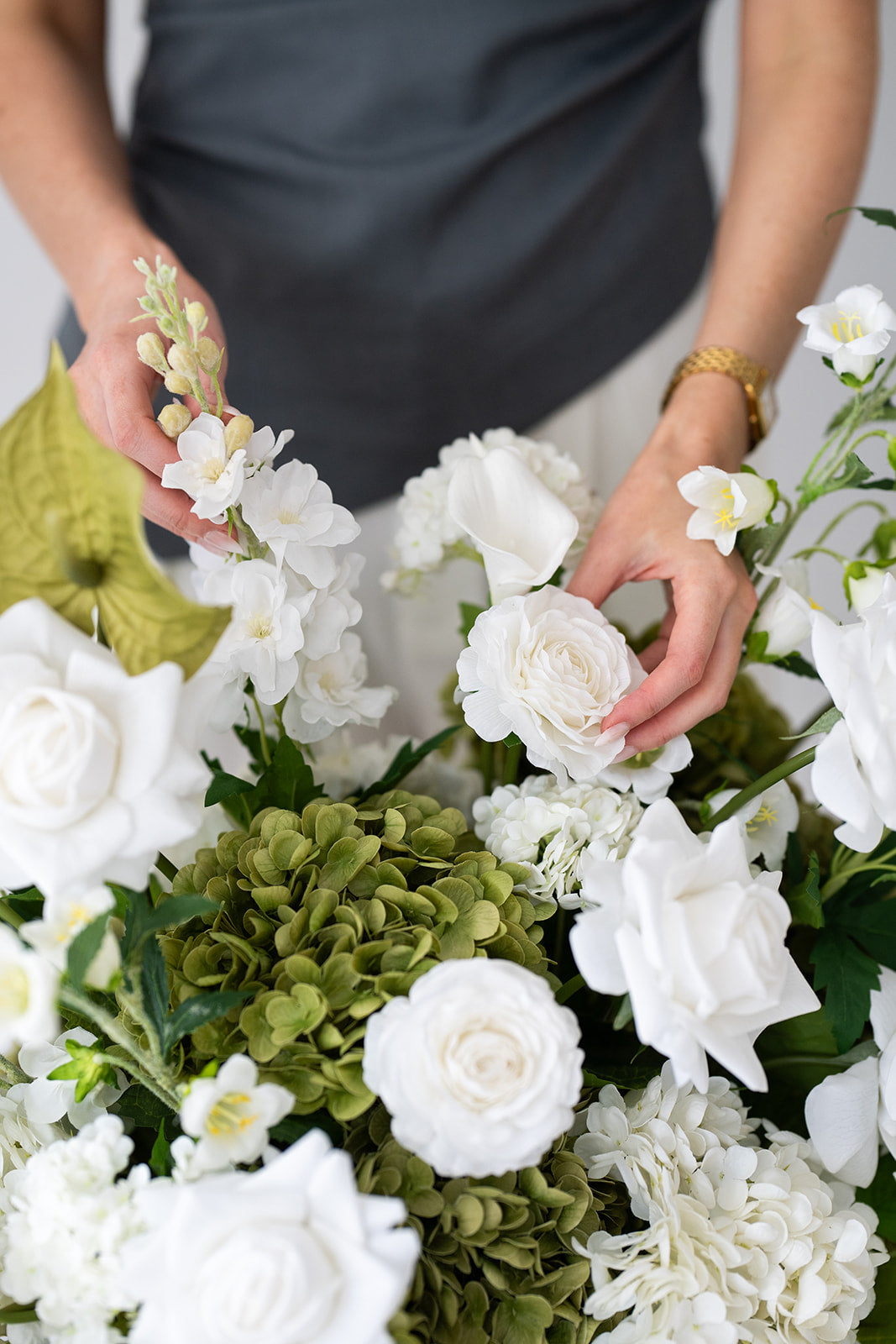 Cream & Green Statement Arrangement Set (4 pieces)