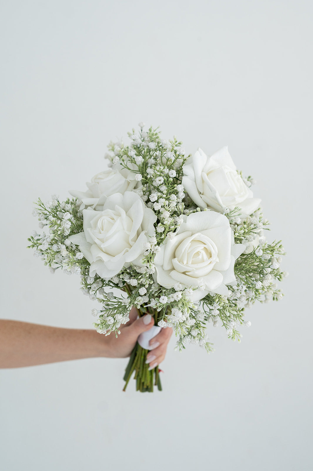 bouquet blossoms meredith dress green Rustic Redwood Wedding : Green bridesmaid dresses : Emerald : Clover : Kelly : Hunter : Bouquet of grays greens white and cream